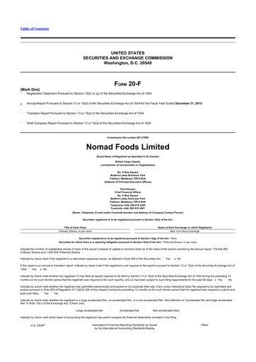 Thumbnail Nomad Foods 20-F Annual Report 