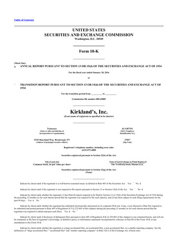 Thumbnail Kirkland's 10-K Annual Report 2015