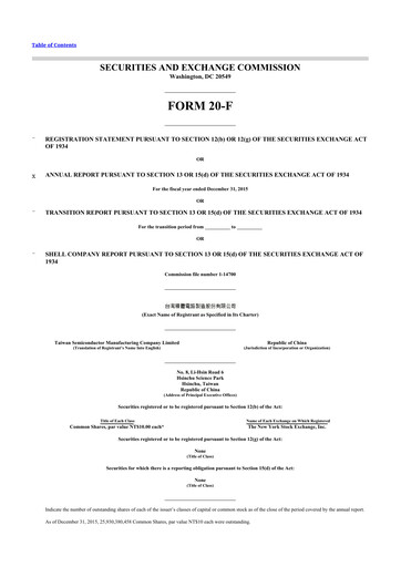 Thumbnail TSMC 20-F Annual Report 