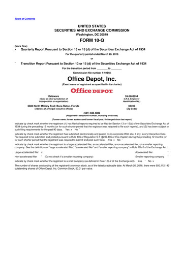 Thumbnail The ODP Corporation
 10-Q Quarterly Report FY2016 