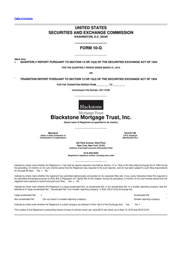 Thumbnail Blackstone Mortgage Trust
 10-Q Quarterly Report FY2016 