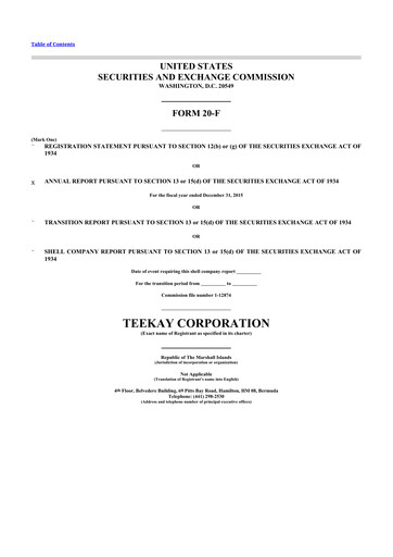 Vorschaubild Teekay 20-F Jahresbericht 2015