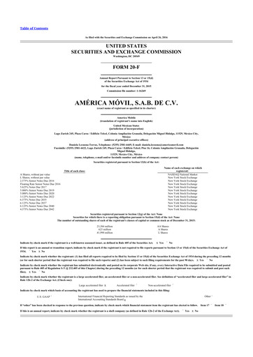 Thumbnail America Movil 20-F Annual Report 