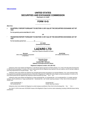 Thumbnail Lazard 10-Q Quarterly Report FY2016 