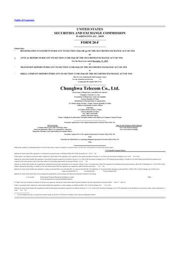 Thumbnail Chunghwa Telecom 20-F Annual Report 