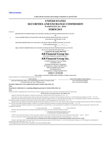 Thumbnail KB Financial Group 20-F Annual Report 