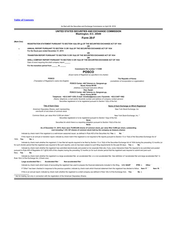 Miniature POSCO 20-F Rapport annuel 