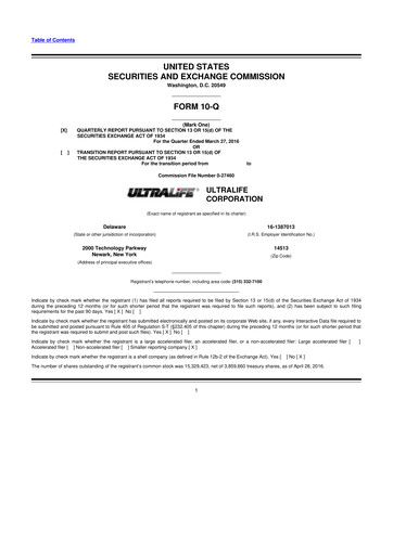 Thumbnail Ultralife Corporation 10-Q Quarterly Report FY2016 