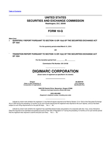 Vorschaubild Digimarc
 10-Q Quartalsbericht 2016 