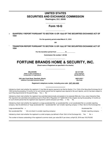 Thumbnail Fortune Brands Innovations 10-Q Quarterly Report FY2016 