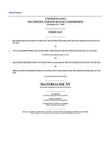 Thumbnail Materialise NV 20-F Annual Report 