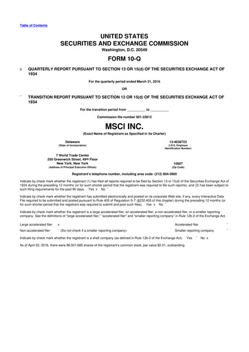 Vorschaubild MSCI 10-Q Quartalsbericht 2016 