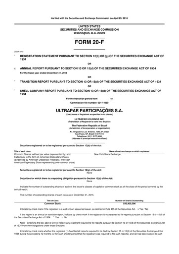 Vorschaubild Ultrapar Participacoes 20-F Jahresbericht 