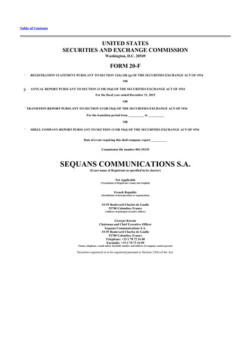 Thumbnail Sequans Communications 20-F Annual Report 