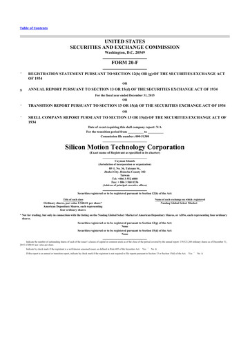 Thumbnail Silicon Motion
 20-F Annual Report 2015