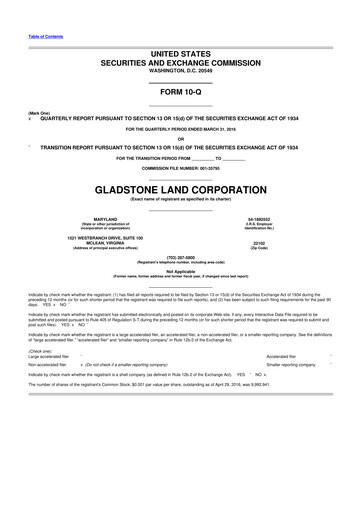 Thumbnail Gladstone Land 10-Q Quarterly Report FY2016 