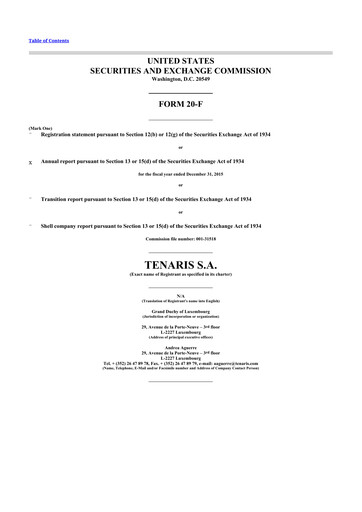 Thumbnail Tenaris 20-F Annual Report 