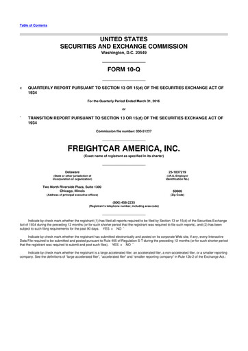 Thumbnail FreightCar America
 10-Q Quarterly Report FY2016 