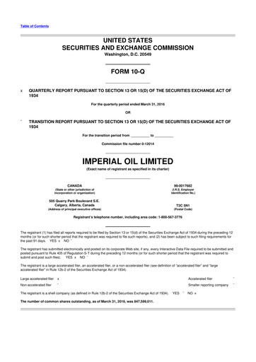Thumbnail Imperial Oil
 10-Q Quarterly Report FY2016 