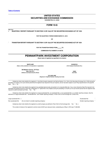 Vorschaubild PennantPark Investment 10-Q Quartalsbericht  