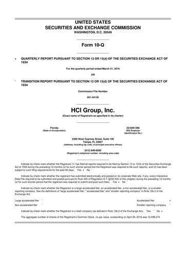 Thumbnail HCI Group
 10-Q Quarterly Report FY2016 