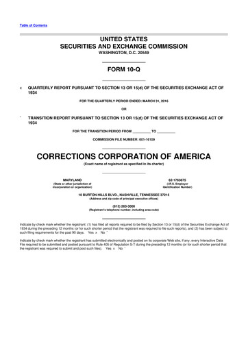 Thumbnail CoreCivic 10-Q Quarterly Report FY2016 