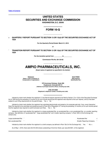Thumbnail Ampio Pharmaceuticals 10-Q Quarterly Report FY2016 