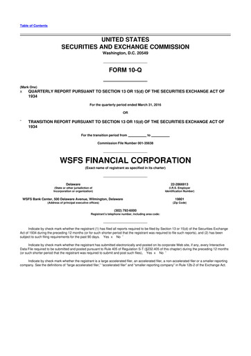 Thumbnail WSFS Financial 10-Q Quarterly Report FY2016 