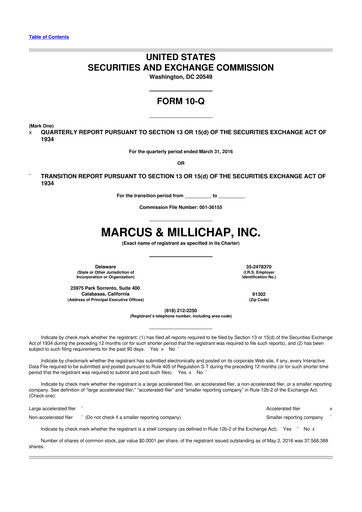 Miniature Marcus & Millichap 10-Q Rapport trimestriel 2016 