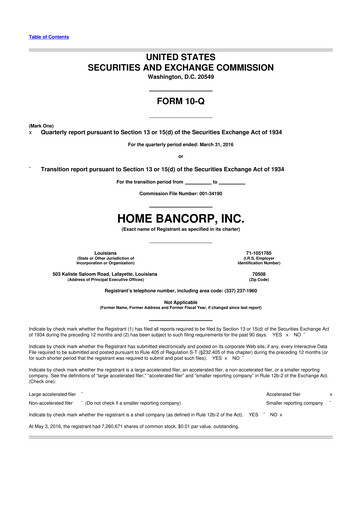 Thumbnail Home Bancorp
 10-Q Quarterly Report FY2016 
