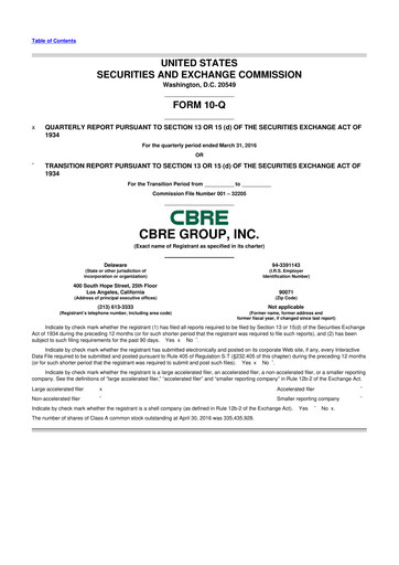 Miniature CBRE Group
 10-Q Rapport trimestriel 2016 