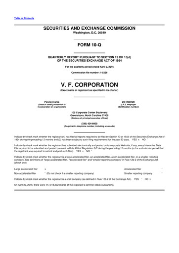 Vorschaubild VF Corporation 10-Q Quartalsbericht 2016 