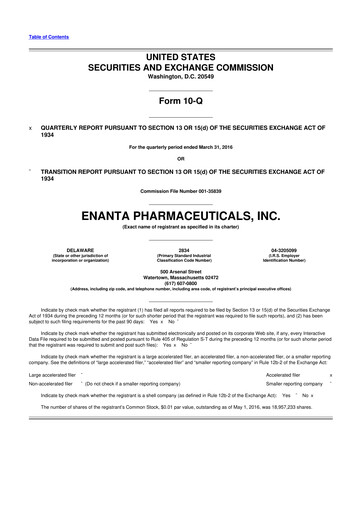 Thumbnail Enanta Pharmaceuticals
 10-Q Quarterly Report FY2016 