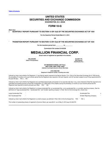 Thumbnail Medallion Financial Corp. 10-Q Quarterly Report FY 