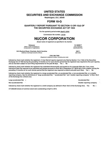 Vorschaubild Nucor
 10-Q Quartalsbericht 2016 