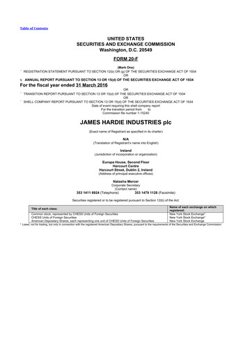 Miniature James Hardie Industries
 20-F Rapport annuel 2016