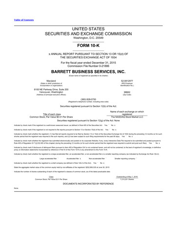 Thumbnail Barrett Business Services 10-K Annual Report 2015