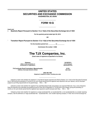 Thumbnail TJX Companies 10-Q Quarterly Report FY2017 