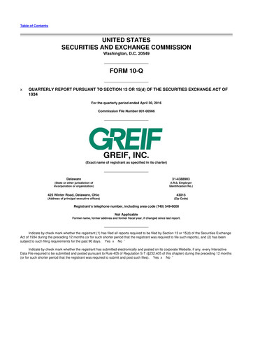 Thumbnail Greif 10-Q Quarterly Report FY2016 