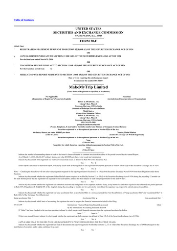 Thumbnail MakeMyTrip
 20-F Annual Report 