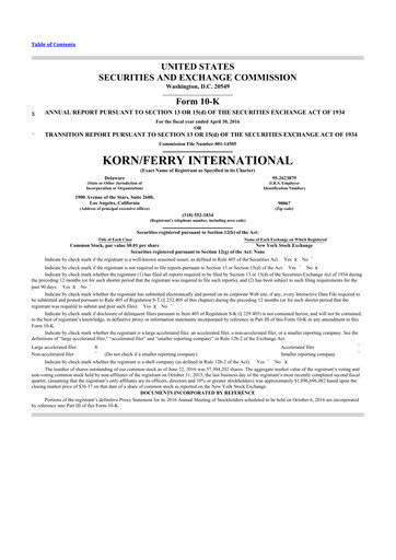 Thumbnail Korn Ferry
 10-K Annual Report 2016