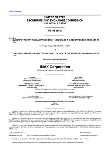 Thumbnail Imax Corp 10-Q Quarterly Report FY2016 