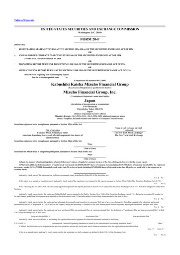 Thumbnail Mizuho Financial Group
 20-F Annual Report 2016