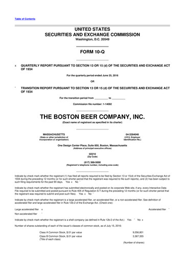 Thumbnail Boston Beer Company 10-Q Quarterly Report FY2016 