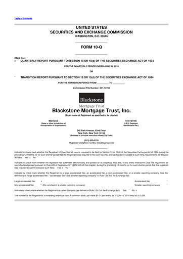 Thumbnail Blackstone Mortgage Trust
 10-Q Quarterly Report FY2016 