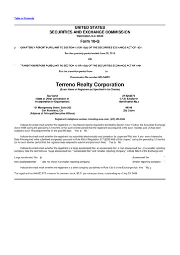 Vorschaubild Terreno Realty
 10-Q Quartalsbericht 2016 
