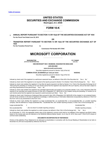 Thumbnail Microsoft 10-K Annual Report 2016