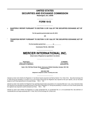 Thumbnail Mercer International 10-Q Quarterly Report FY2016 