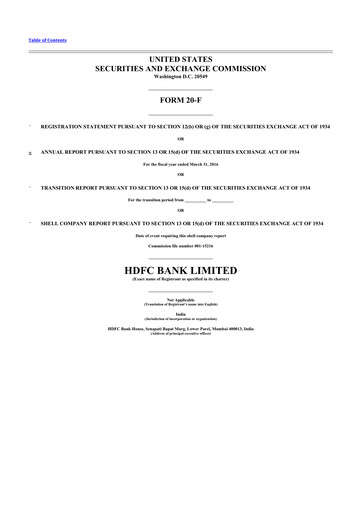 Thumbnail HDFC Bank 20-F Annual Report 2016