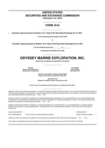 Thumbnail Odyssey Marine Exploration 10-Q Quarterly Report FY2016 